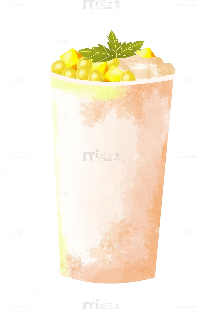 黄色芒果冰沙冷饮果汁夏季小暑手绘