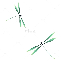 矢量绿色渐变蜻蜓夏天小暑