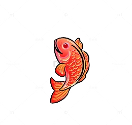 橘色国潮风鲤鱼手绘国潮插画元素