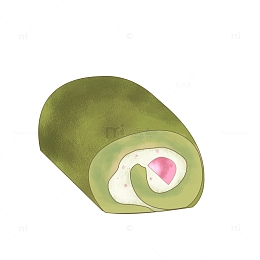 绿色甜点抹茶毛巾卷蛋糕手绘