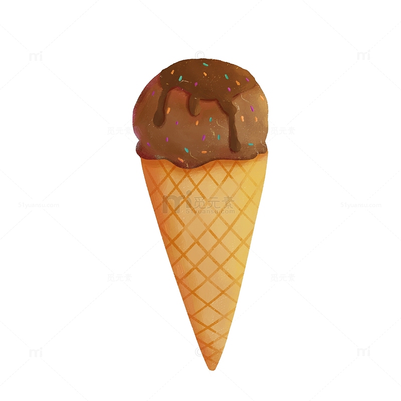 手绘巧克力冰淇淋插画元素