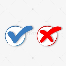 对号 错号 红色蓝色 手绘 矢量