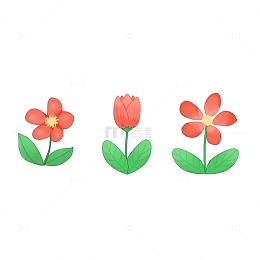 一朵小红花手绘花朵郁金香装饰春天幼儿园