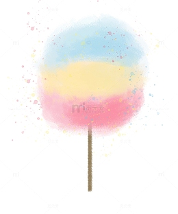 彩色棉花糖夏季可爱手绘素材
