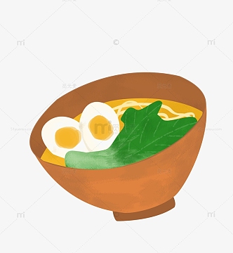 食物鸡蛋面条拉面手绘素材