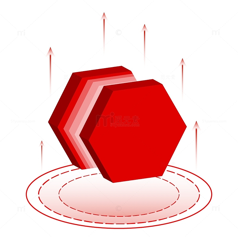 红色科技感几何图形2.5D矢量元素图