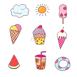 清凉夏天涂鸦小暑元素