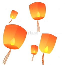 孔明灯七夕节日元素