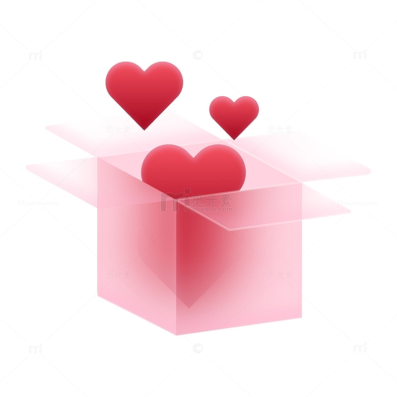 红色毛玻璃礼盒浪漫爱情七夕礼物