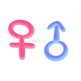 粉色蓝色涂鸦性别标志手绘图标