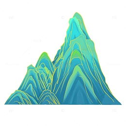 国潮山水山峰山丘手绘山元素
