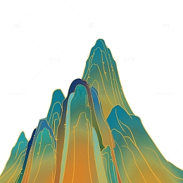 国潮山水山峰山丘山脉手绘国潮元素