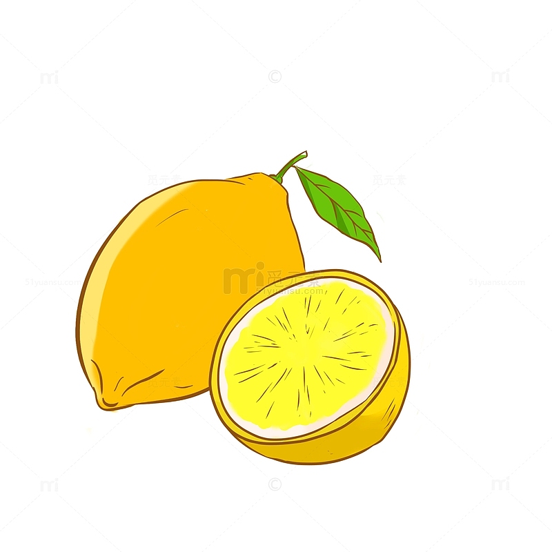 小清新柠檬水果手绘柠檬元素