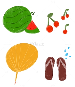 夏日卡通小清新粉笔插画图
