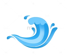 蓝色海浪浪花夏季卡通简约素材