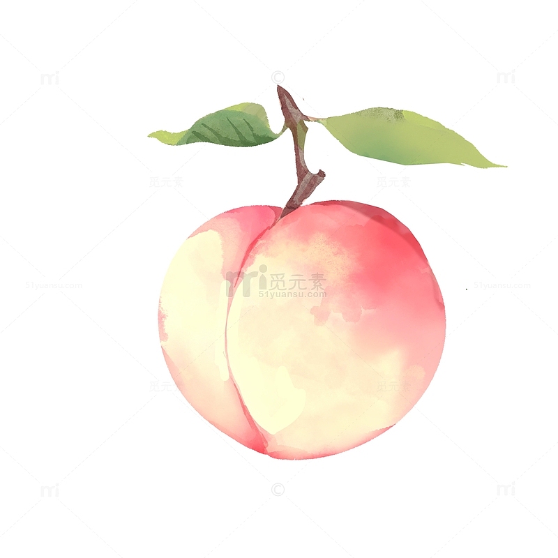 小清新水彩桃子水果桃手绘桃子元素