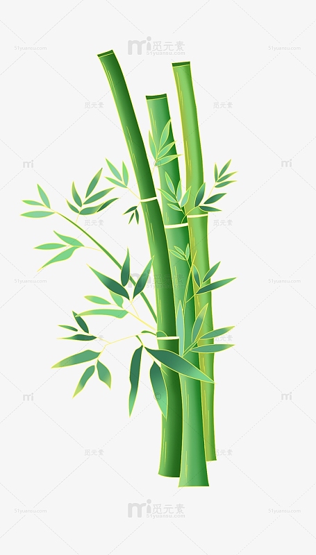 手绘绿色国潮竹子竹叶夏天凉快避暑