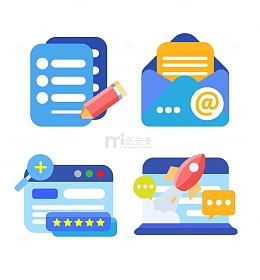 蓝色商务科技互联网大数据图标元素