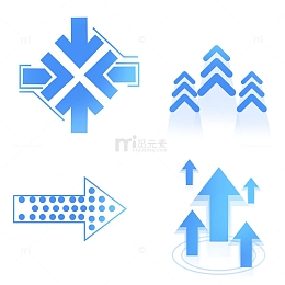 简约蓝色渐变科技科技风箭头元素
