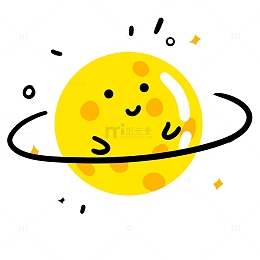 黄色卡通月亮七夕节日手绘图