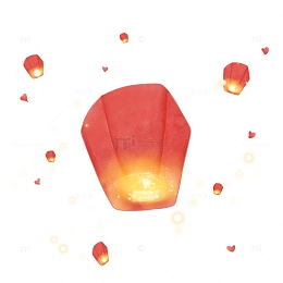 浪漫七夕节放孔明灯手绘元素