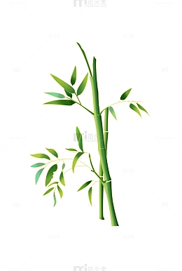 绿色植物大暑小暑竹子装饰国潮手绘树林风景