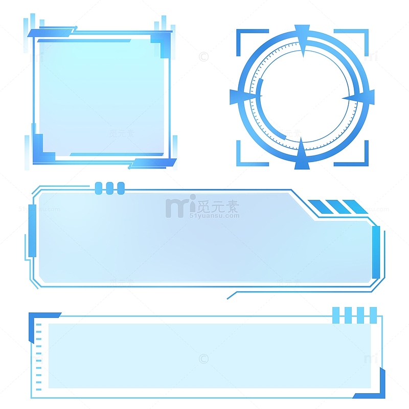 蓝色简约扁平科技科技风边框设计