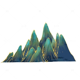 国潮山水山脉山峰手绘国潮元素