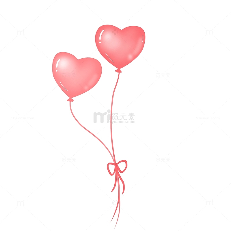 粉色手绘爱心气球七夕情人节装饰