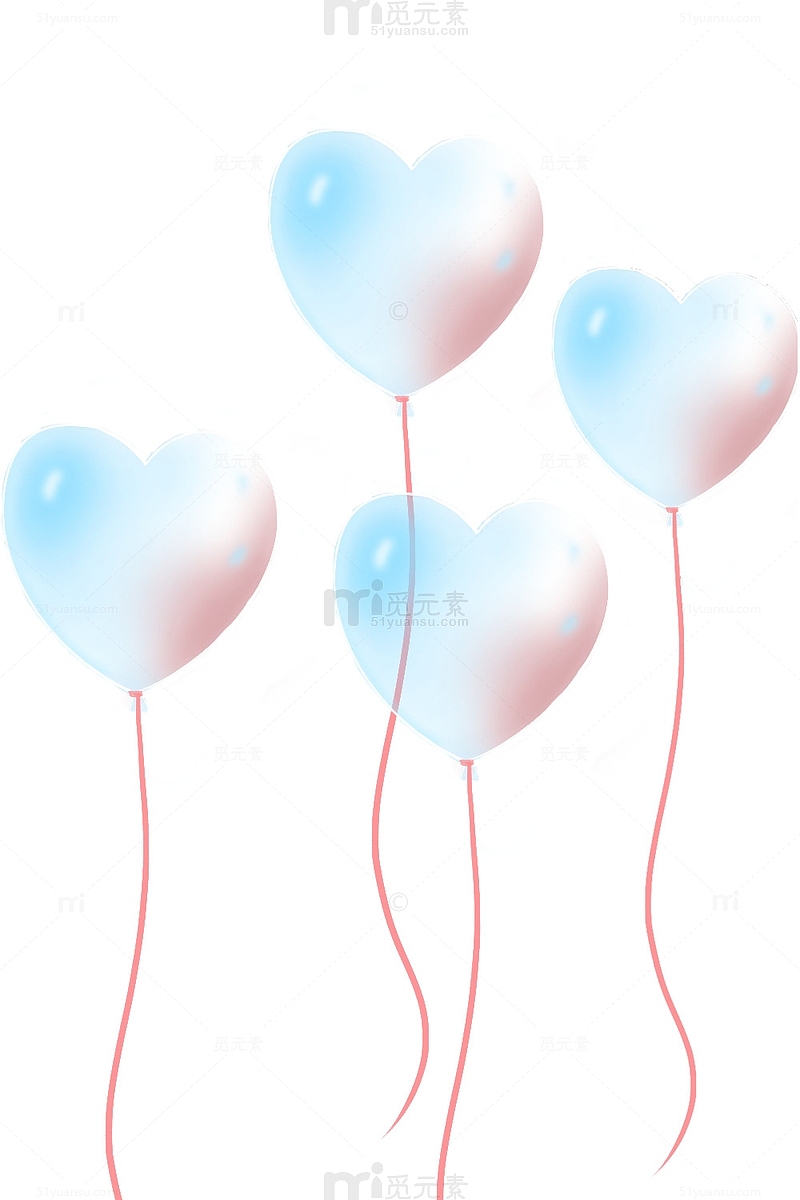 彩色透明手绘七夕爱心气球可拆分元素