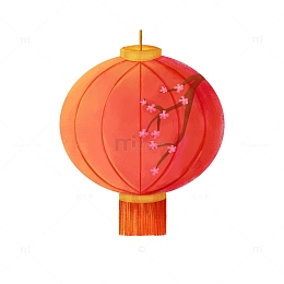 手绘红色灯笼插画元素