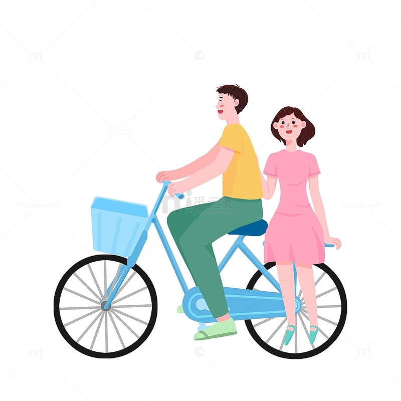 情侣骑自行车七夕元素