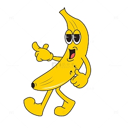 黄色+插画+香蕉拟人化+水果+元素