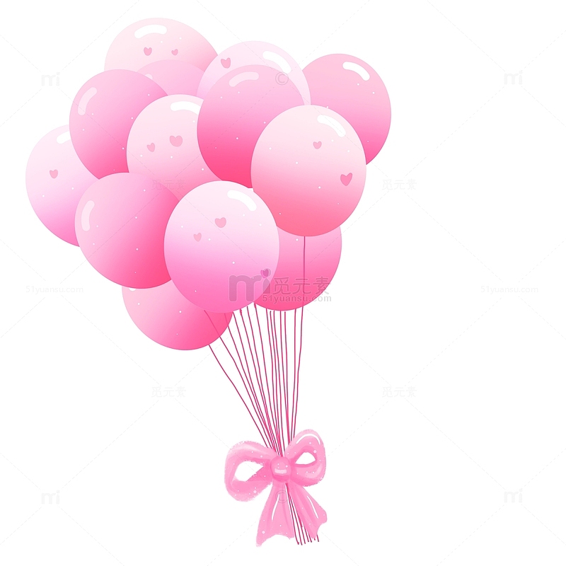 粉色气球甜蜜七夕元素