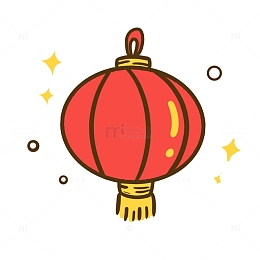 红色卡通灯笼七夕手绘图