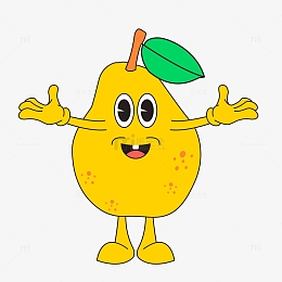 黄色插画水果 拟人化水果元素