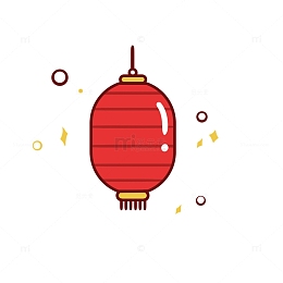 红色卡通灯笼七夕节手绘图