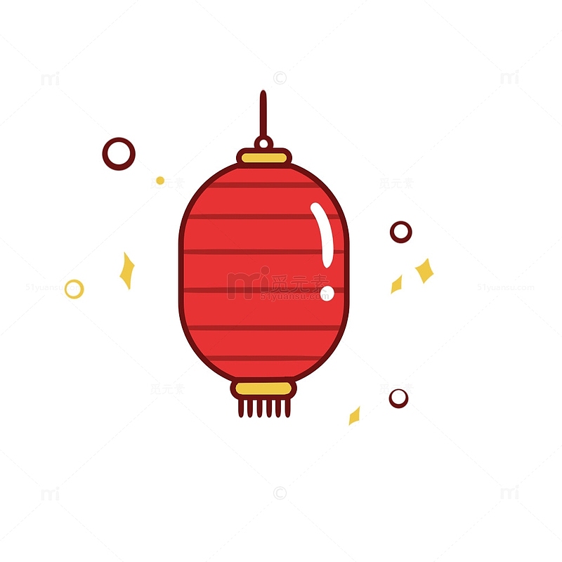 红色卡通灯笼七夕节手绘图