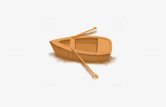小木船手绘免抠素材(1000x1000)psdpng绿色国潮风游船山水湖泊手绘图