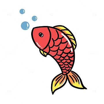 卡通鲤鱼锦鲤吐泡泡手绘图