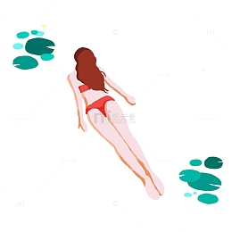 夏日清凉游泳人物元素