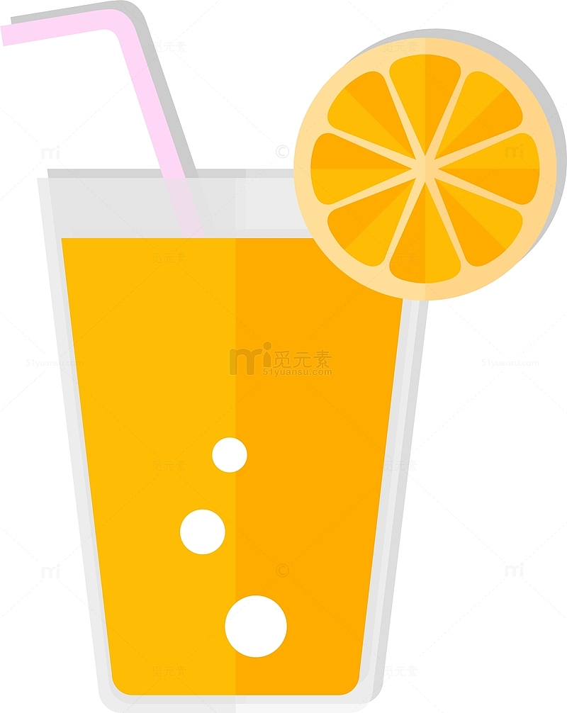 橙汁夏季饮料奶茶暑假大暑冷饮甜品手绘元素