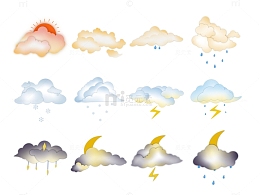 剪纸风可爱天气图标