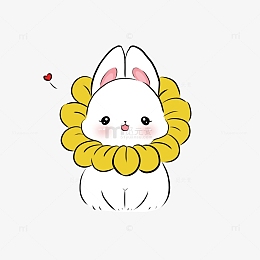 白色可爱兔子太阳花头环手绘