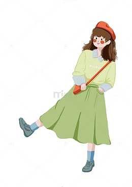 扁平风甜美可爱小女孩