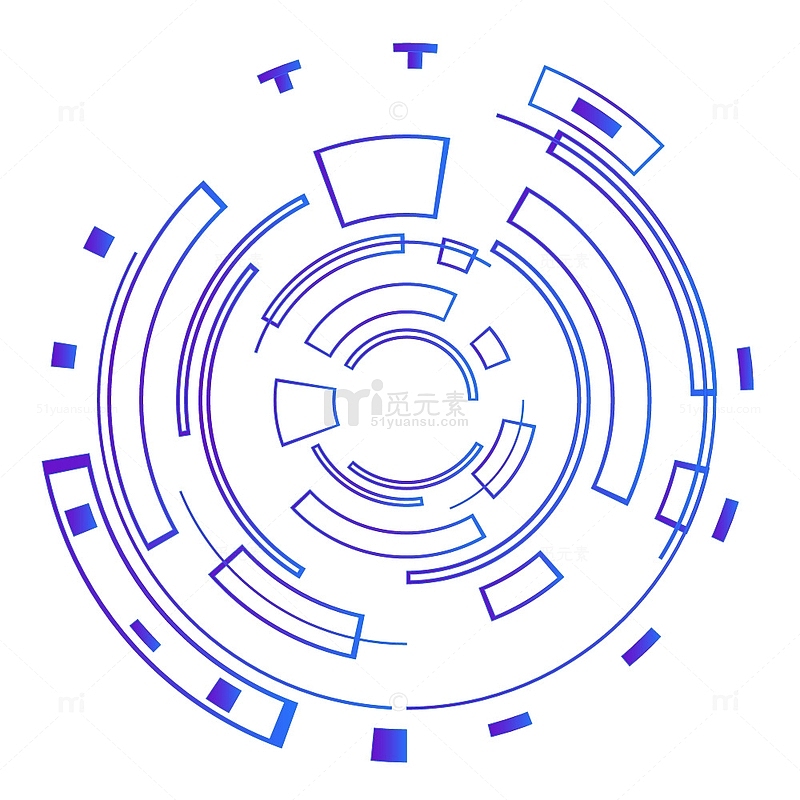 蓝色科技互联网圆盘元宇宙数据可视化元素