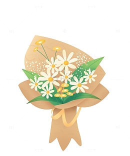 七夕清新小雏菊花束鲜花卡通元素