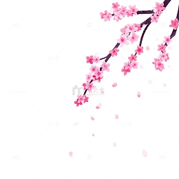 水彩浪漫桃花七夕元素