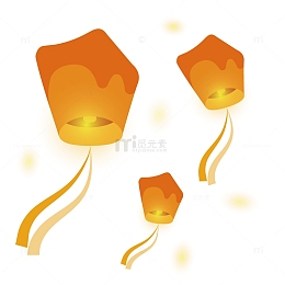 渐变孔明灯七夕漂浮物