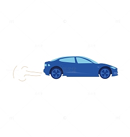 蓝色手绘汽车